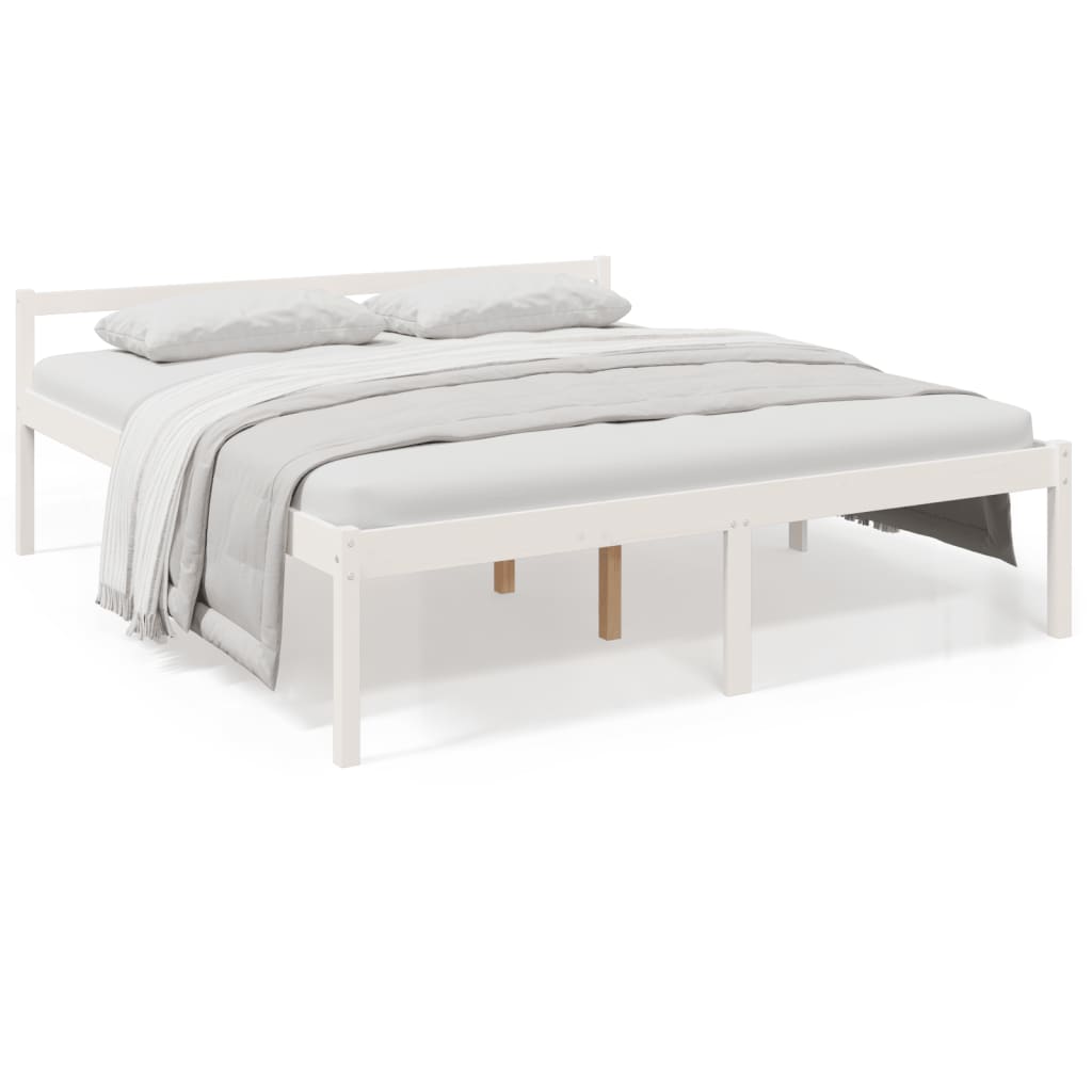 vidaXL Letto per Anziani Bianco 200x200 cm in Legno Massello di Pino