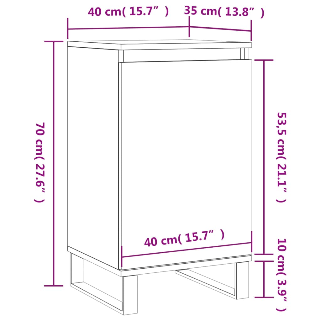 vidaXL Credenze 2 pz Rovere Sonoma 40x35x70 cm in Legno Multistrato