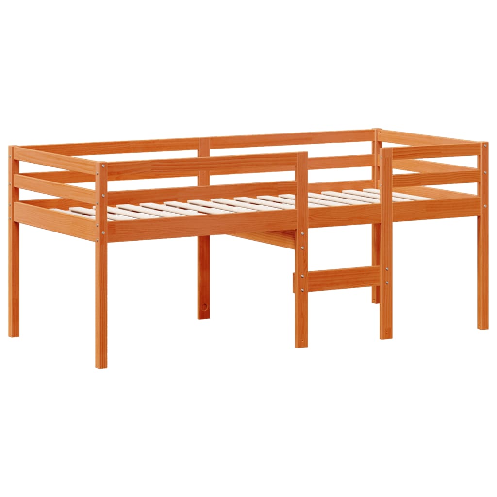 vidaXL Letto a Soppalco con Tetto Cera 75x190cm Legno Massello di Pino