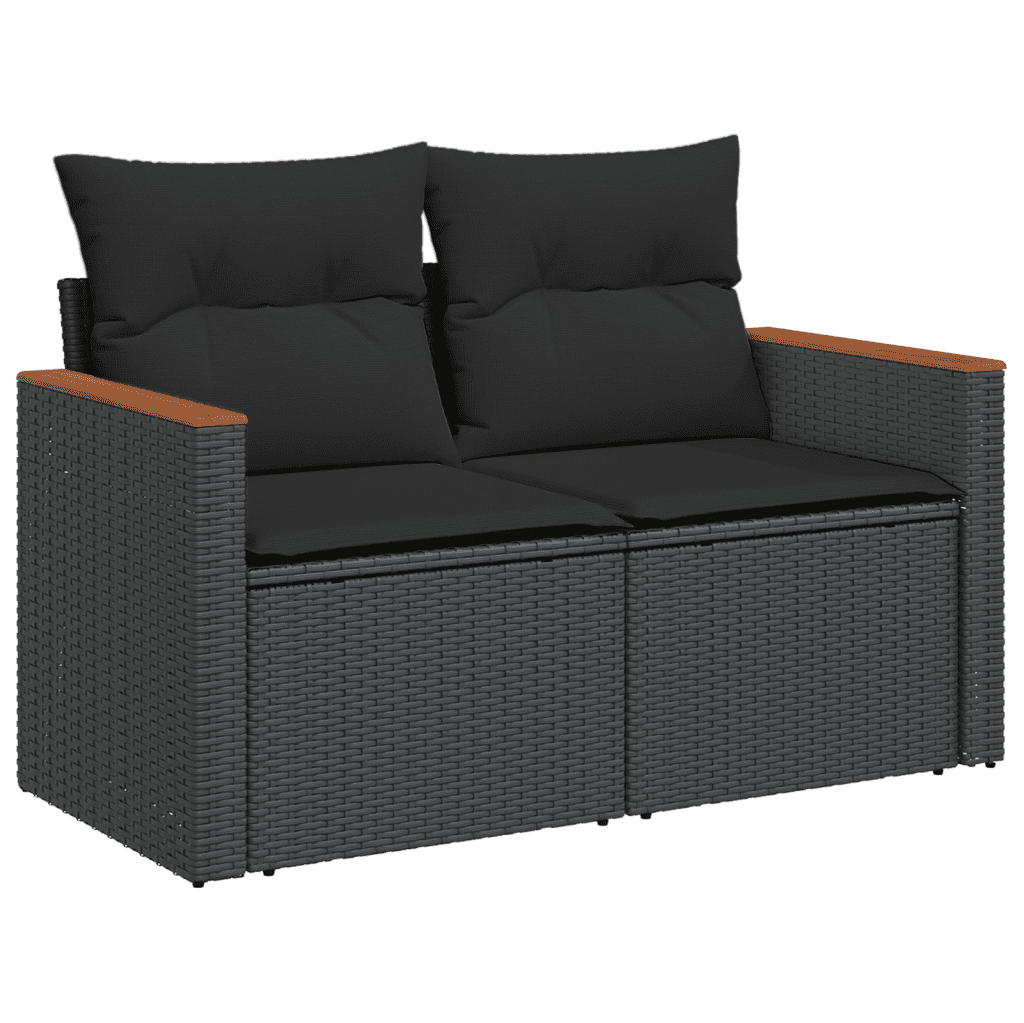 vidaXL Set Divani da Giardino con Cuscini 8 pz Nero in Polyrattan