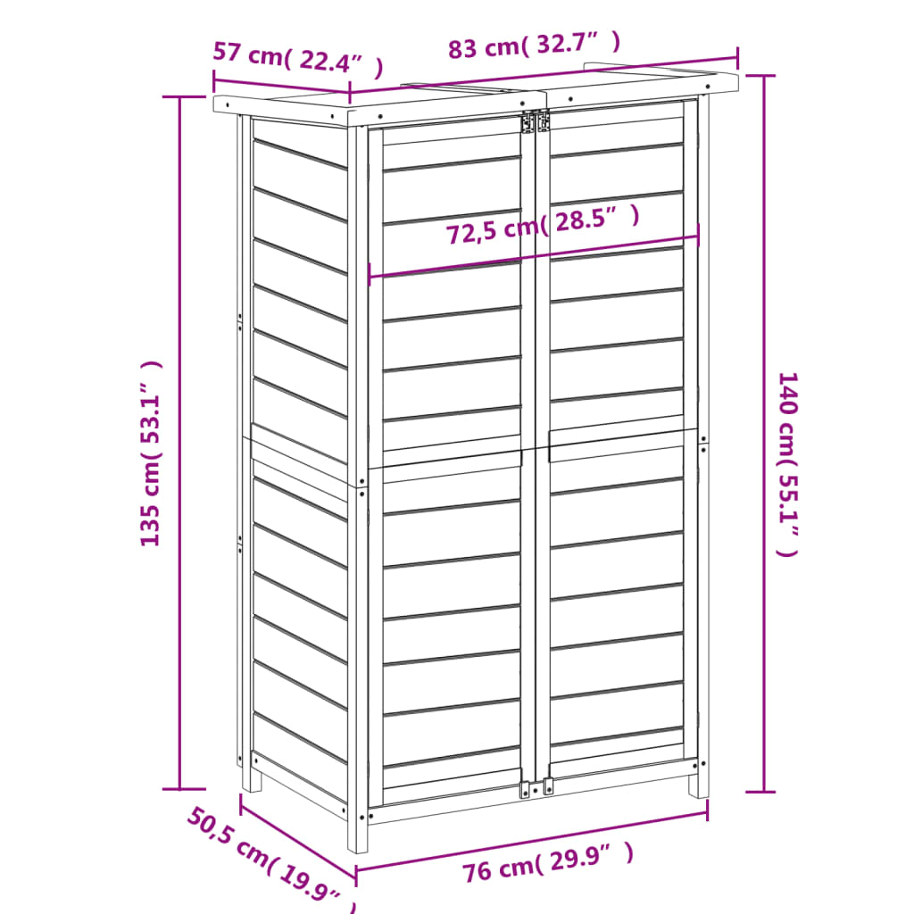 vidaXL Rimessa da Giardino Moka 83x57x140 cm in Legno Massello di Pino