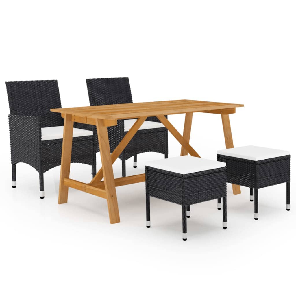 vidaXL Set Mobili da Pranzo per Giardino 5 pz Nero