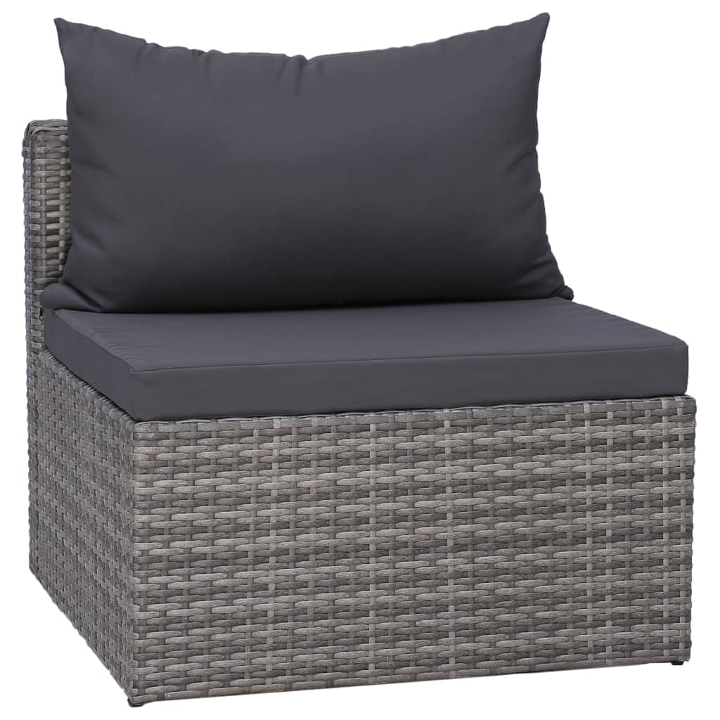 vidaXL Set Divani da Giardino 8 pz con Cuscini in Polyrattan Grigio