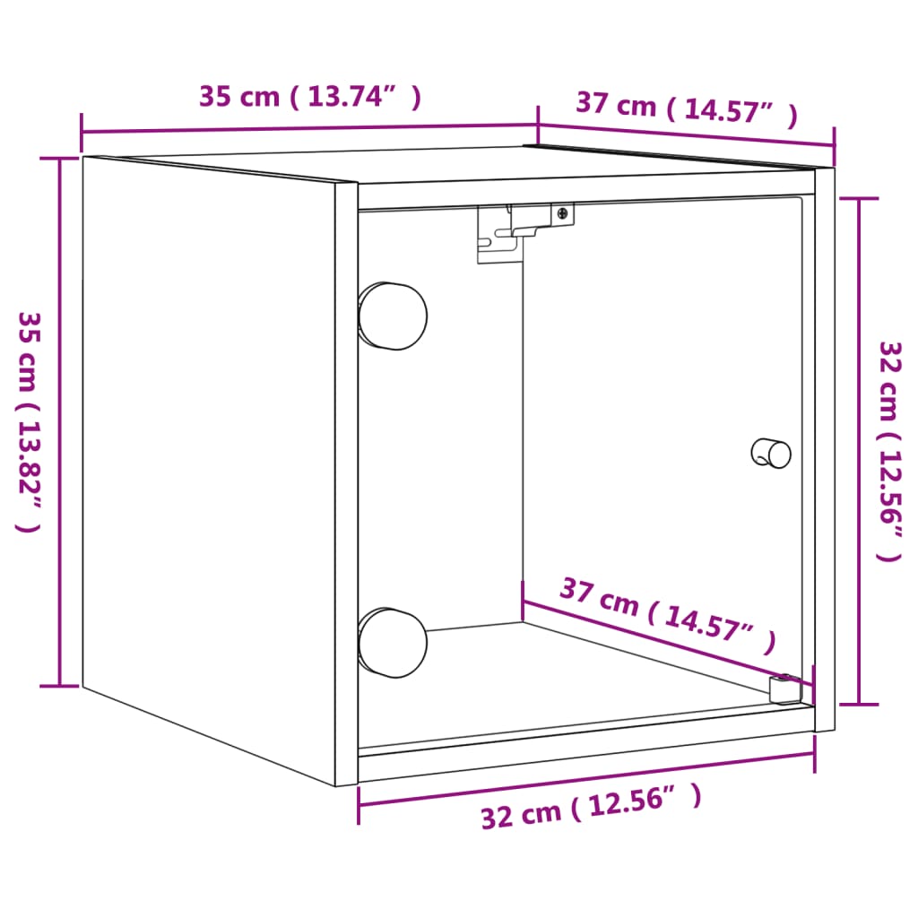 vidaXL Comodini con Ante in Vetro 2pz Grigio Cemento 35x37x35 cm