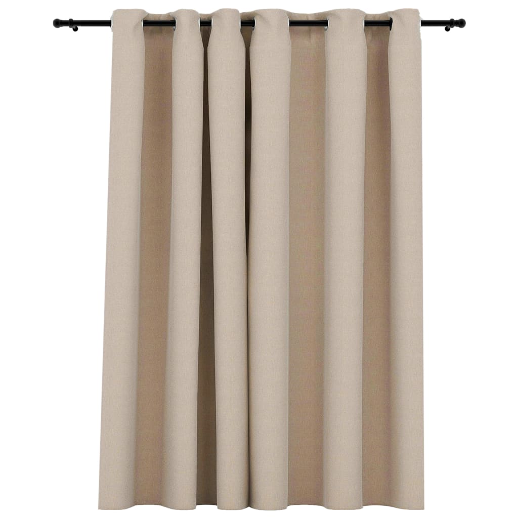 vidaXL Tenda Oscurante Effetto Lino con Occhielli Beige 290x245 cm