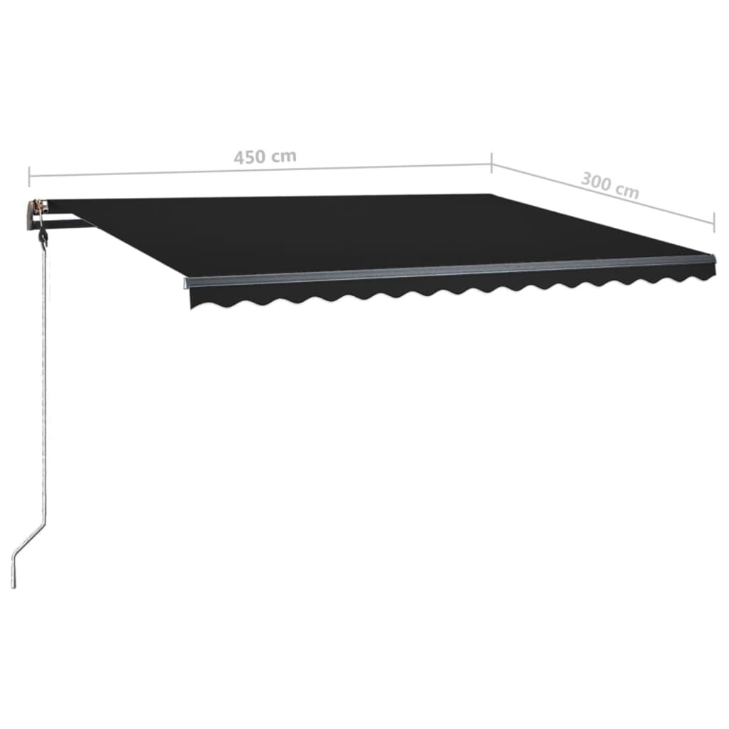 vidaXL Tenda da Sole Retrattile Manuale con LED 450x300 cm Antracite