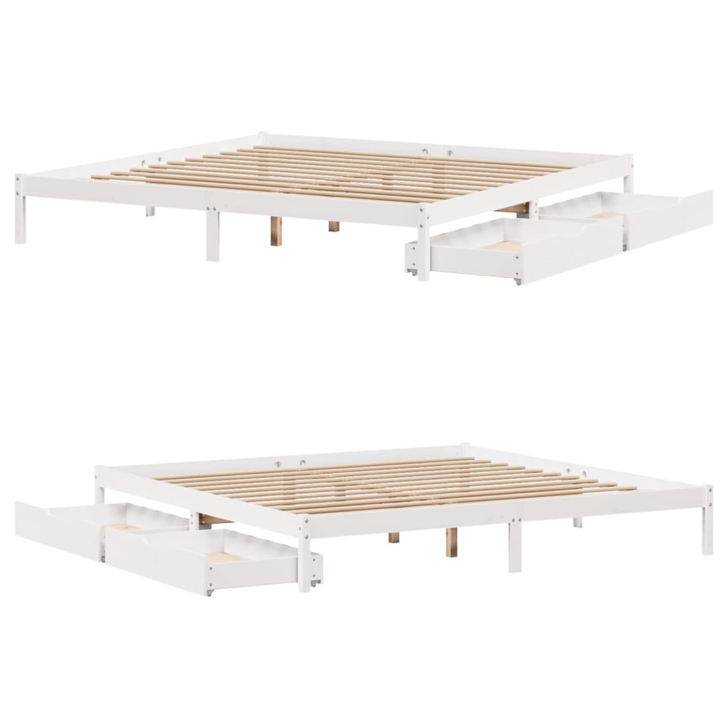 vidaXL Letto senza Materasso Bianco 180x200 cm Legno Massello di Pino