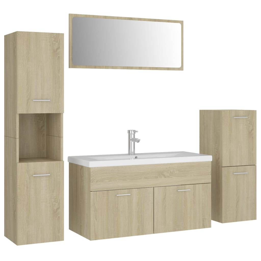 vidaXL Set Mobili da Bagno Rovere Sonoma in Legno Multistrato