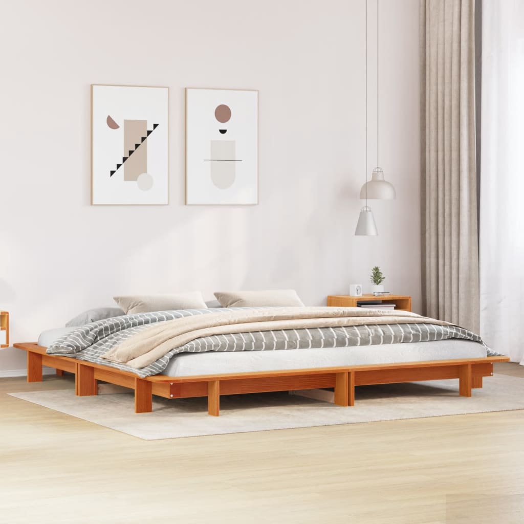 vidaXL Letto senza Materasso Marrone Cera 160x200 cm in Legno di Pino