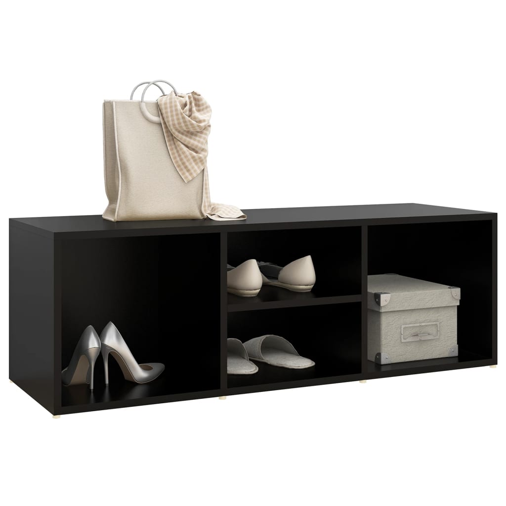 vidaXL Panca Porta Scarpe Nera 105x35x35 cm in Legno Multistrato