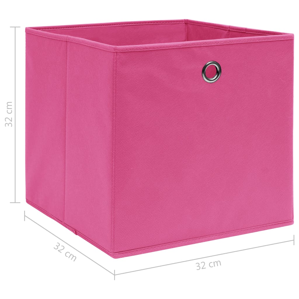 vidaXL Scatole Portaoggetti con Coperchi 4pz Rosa 32x32x32 cm Tessuto