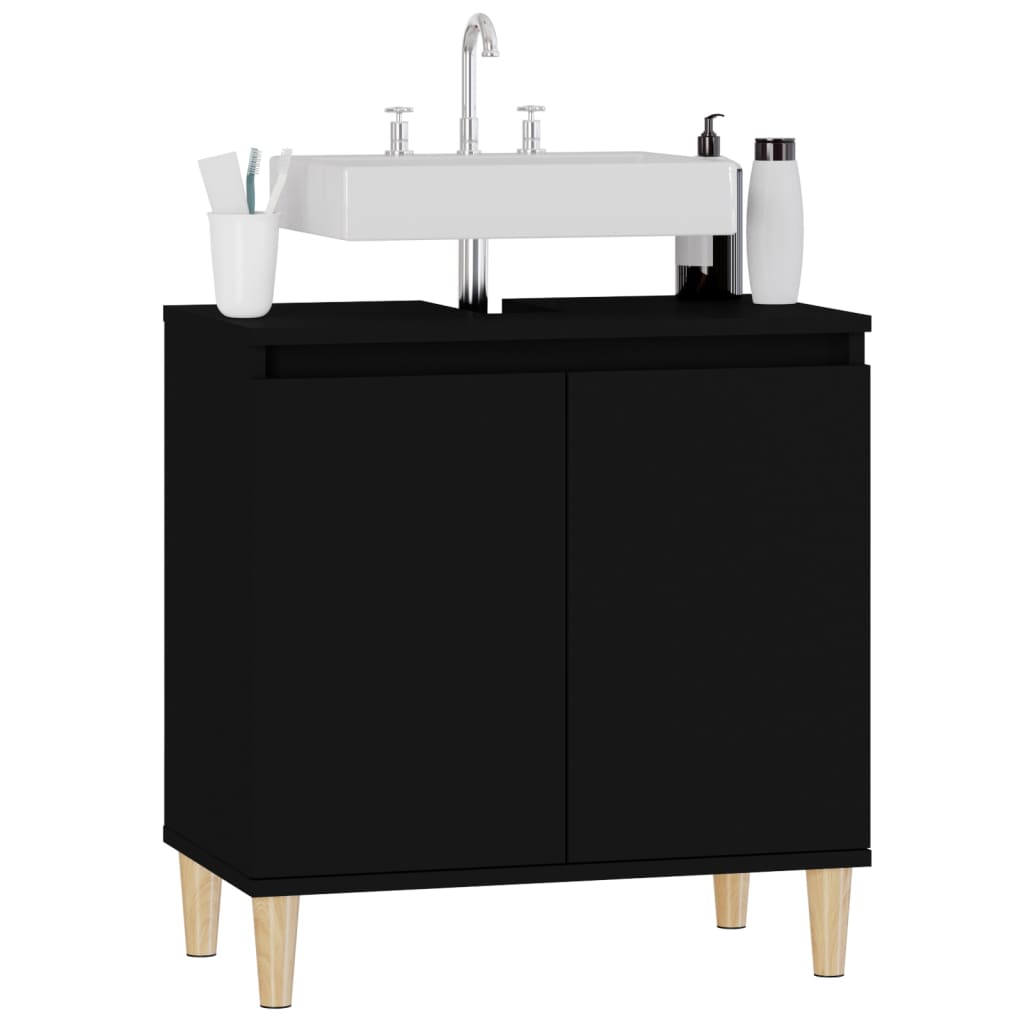 vidaXL Mobile Lavabo Nero 58x33x60 cm in Legno Multistrato