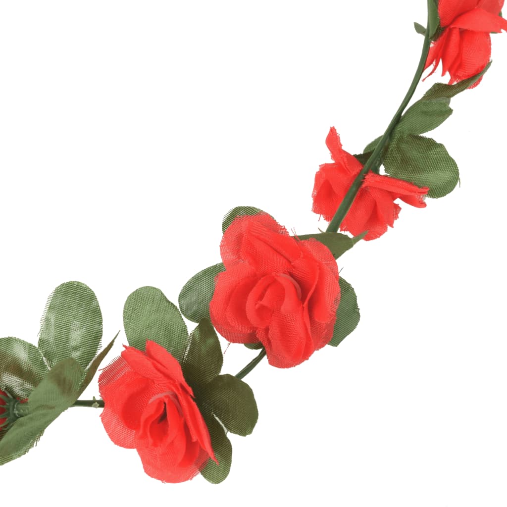 vidaXL Ghirlande Fiori Artificiali Natale 6 pz Rosso Primavera 250 cm