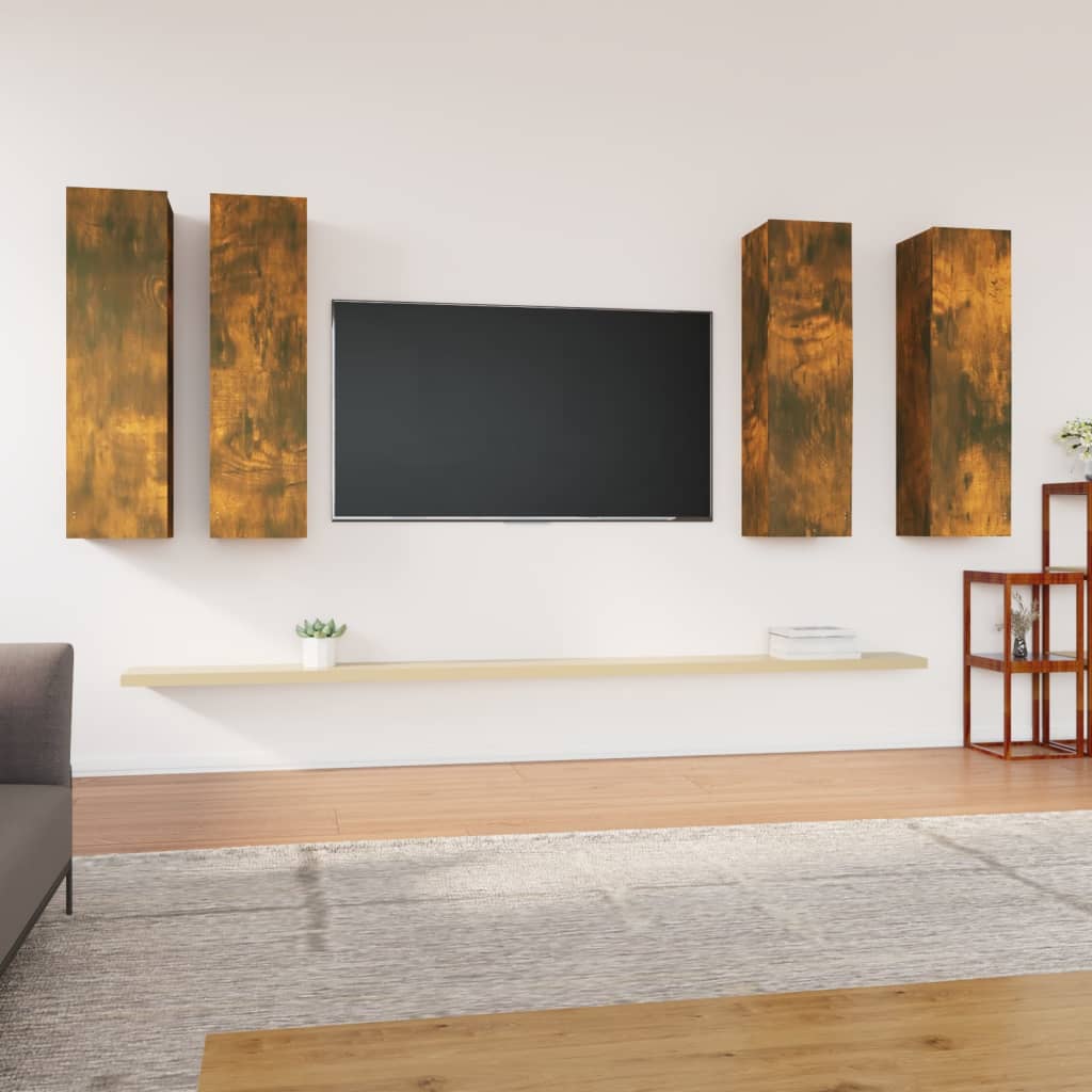 vidaXL Mobili TV 4 pz Rovere Fumo 30,5x30x110 cm in Legno Multistrato