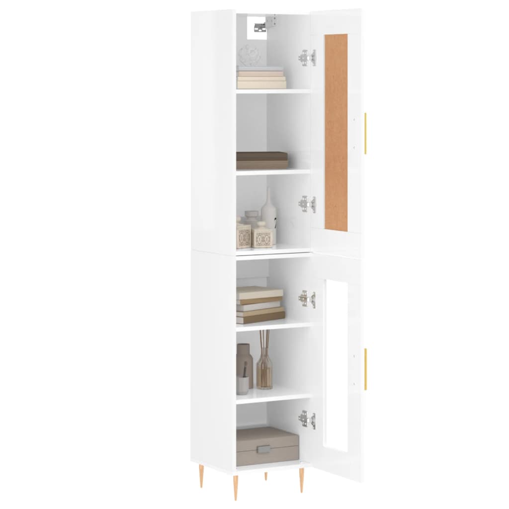 vidaXL Credenza 34,5x34x180 cm in Legno Multistrato Bianco Lucido