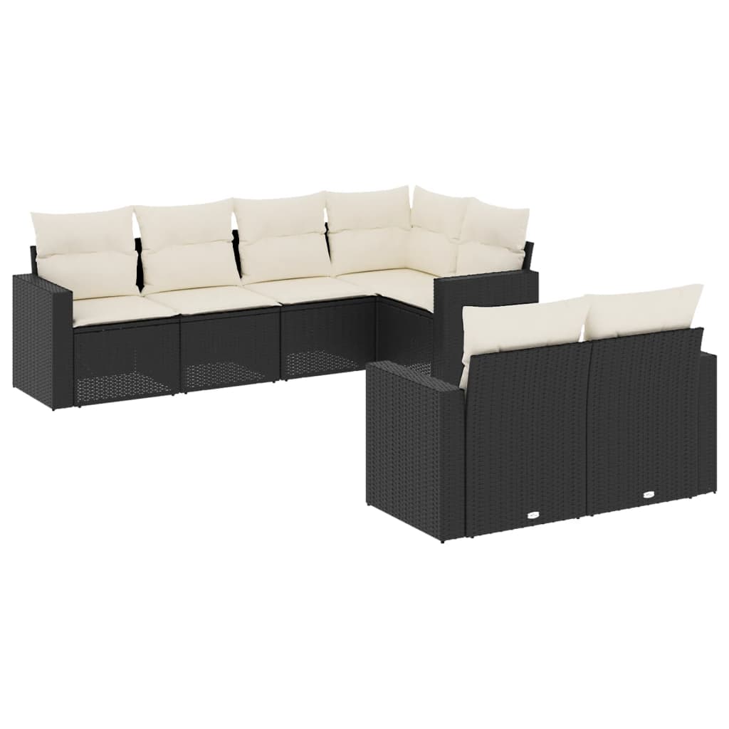 vidaXL Set Divani da Giardino con Cuscini 7pz Nero Polyrattan