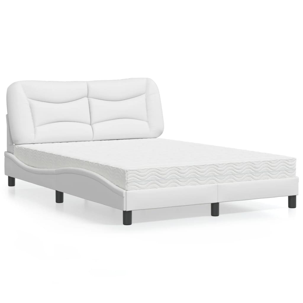 vidaXL Letto con Materasso Bianco 120x200 cm in Similpelle