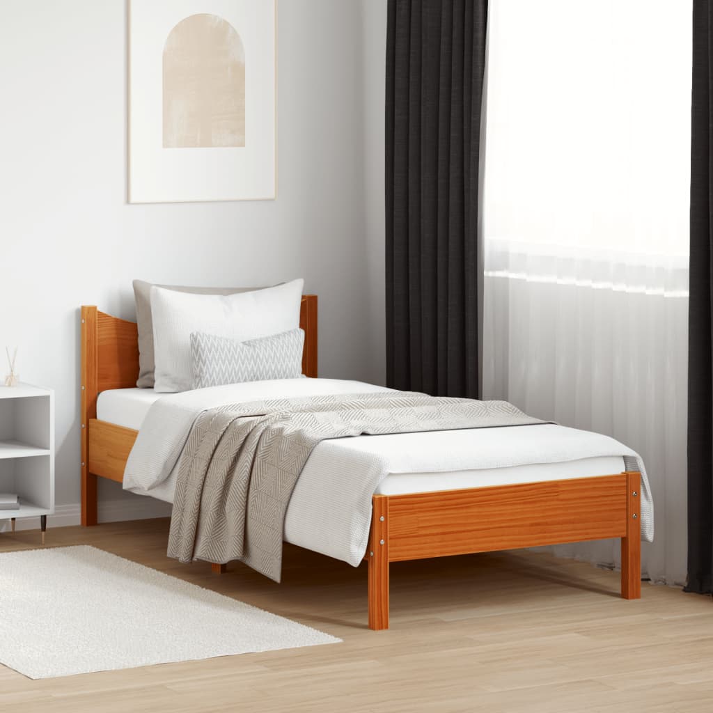 vidaXL Letto senza Materasso Marrone Cera 75x190 cm in Legno di Pino