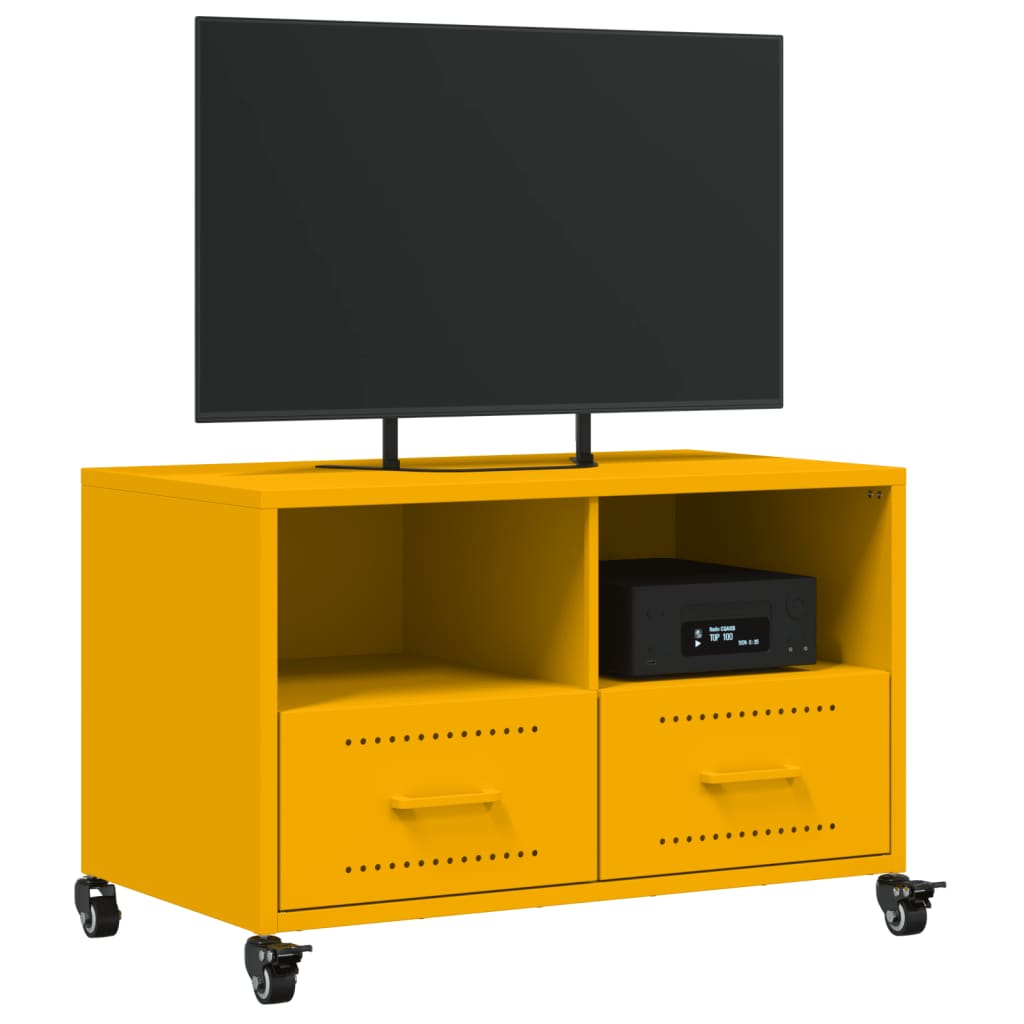 vidaXL Mobile TV Giallo Senape 68x39x43,5 cm in Acciaio