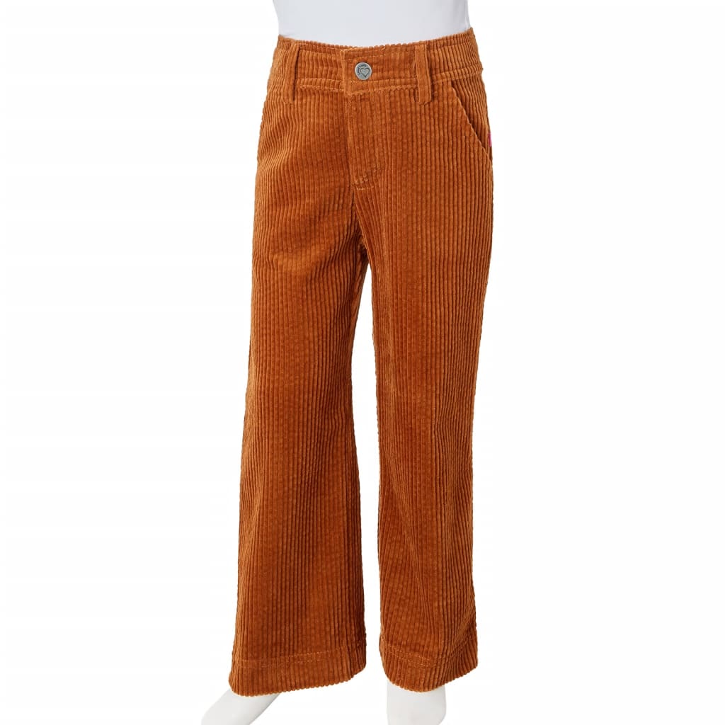 Pantaloni per Bambini in Velluto a Coste Cognac 128