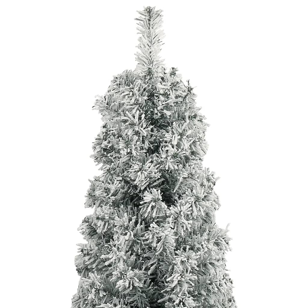 vidaXL Albero di Natale Sottile con Base e Neve Floccata 300 cm PVC