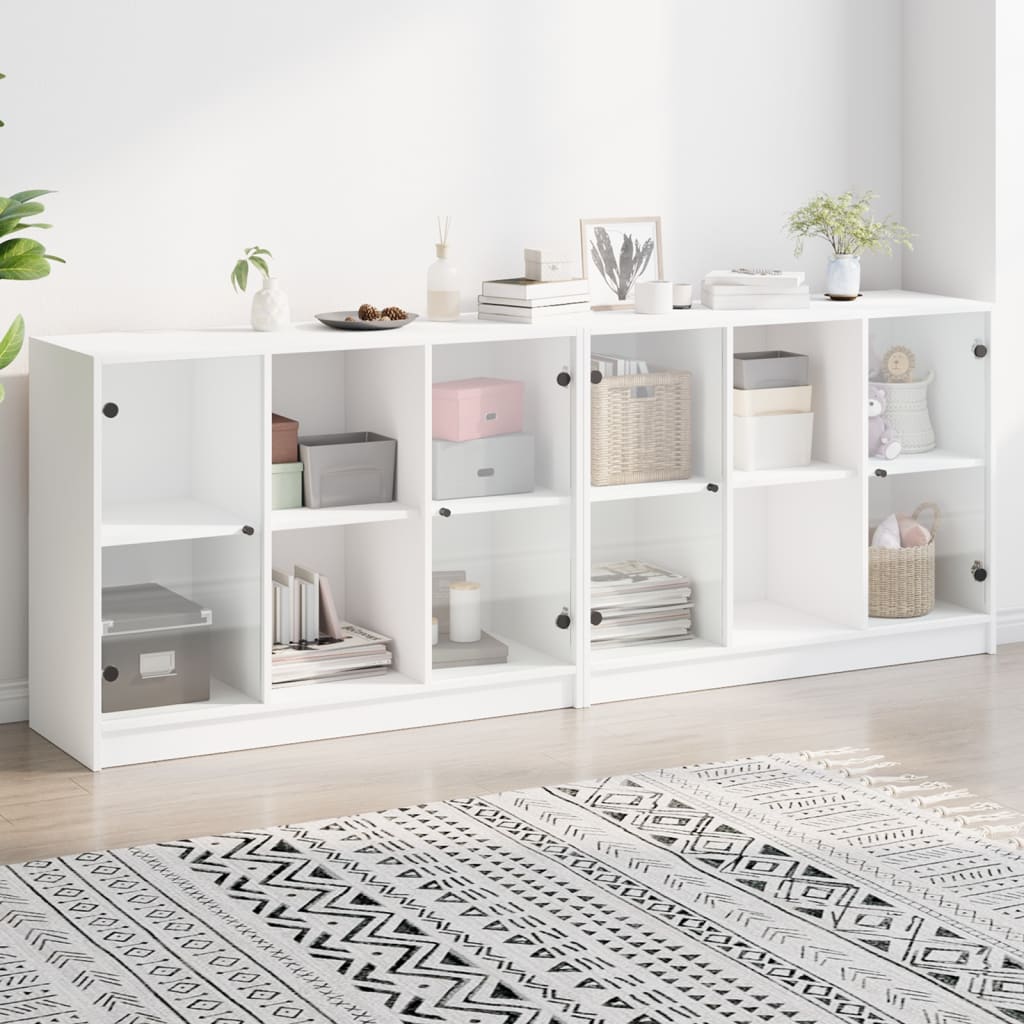 vidaXL Libreria con Ante Bianca 204x37x75 cm in Legno Multistrato