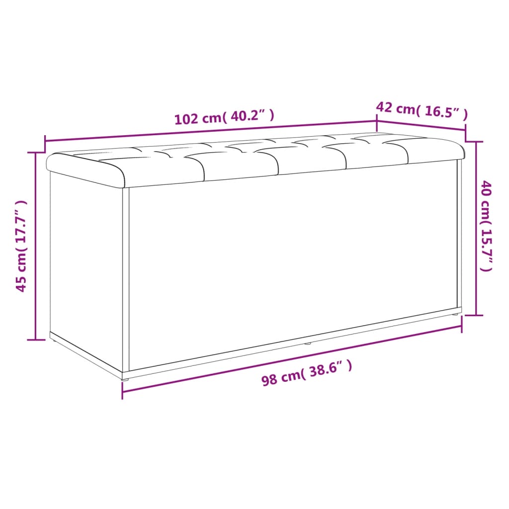 vidaXL Panca Portaoggetti Grigio Sonoma 102x42x45 cm Legno Multistrato