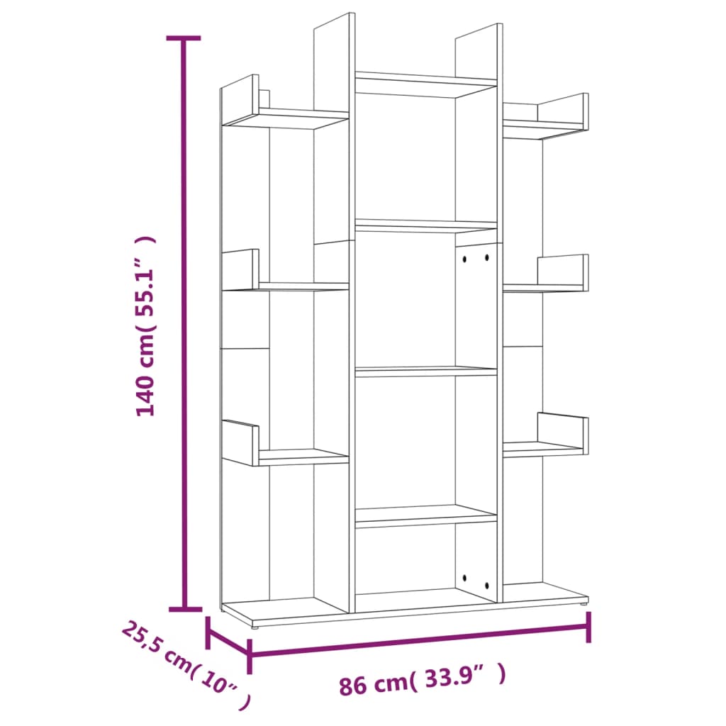 vidaXL Libreria Rovere Fumo 86x25,5x140 cm in Legno Multistrato