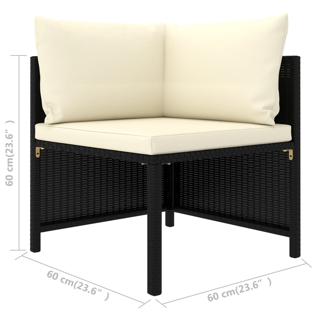 vidaXL Set Divani da Giardino 11 pz con Cuscini in Polyrattan Nero