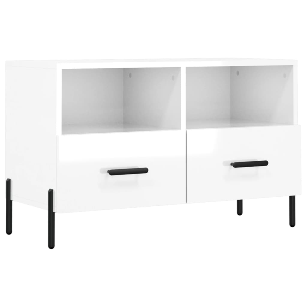 vidaXL Mobile Porta TV Bianco Lucido 80x36x50 cm in Legno Multistrato