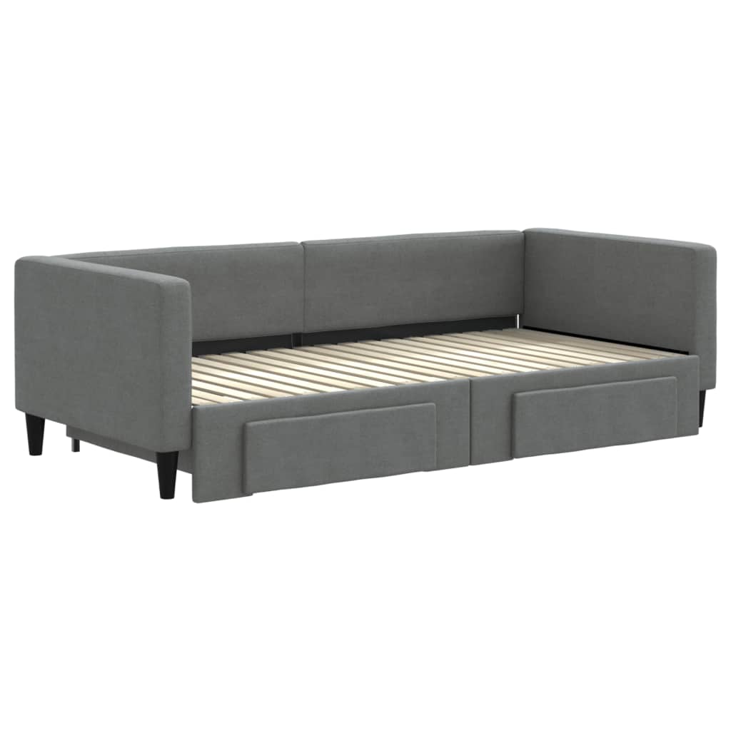 vidaXL Divano Letto Estraibile Cassetti Grigio Scuro 90x190cm Tessuto