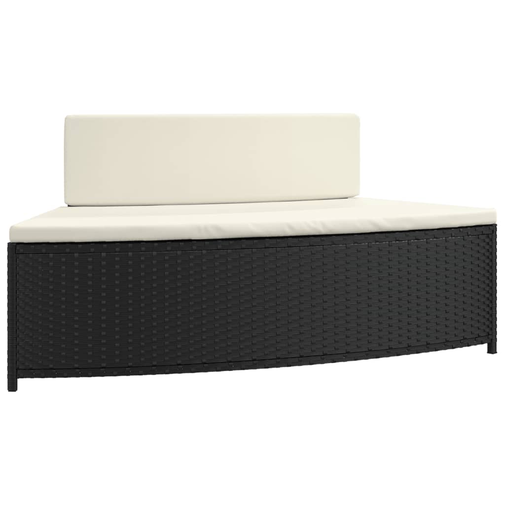 vidaXL Bordo per Spa Nero in Polyrattan e Legno Massello di Acacia