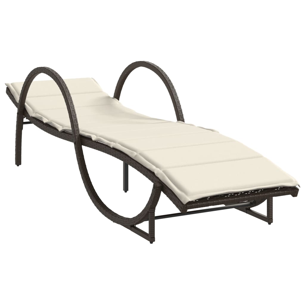 vidaXL Lettino Prendisole con Cuscino Marrone 60x199x42 cm Polyrattan