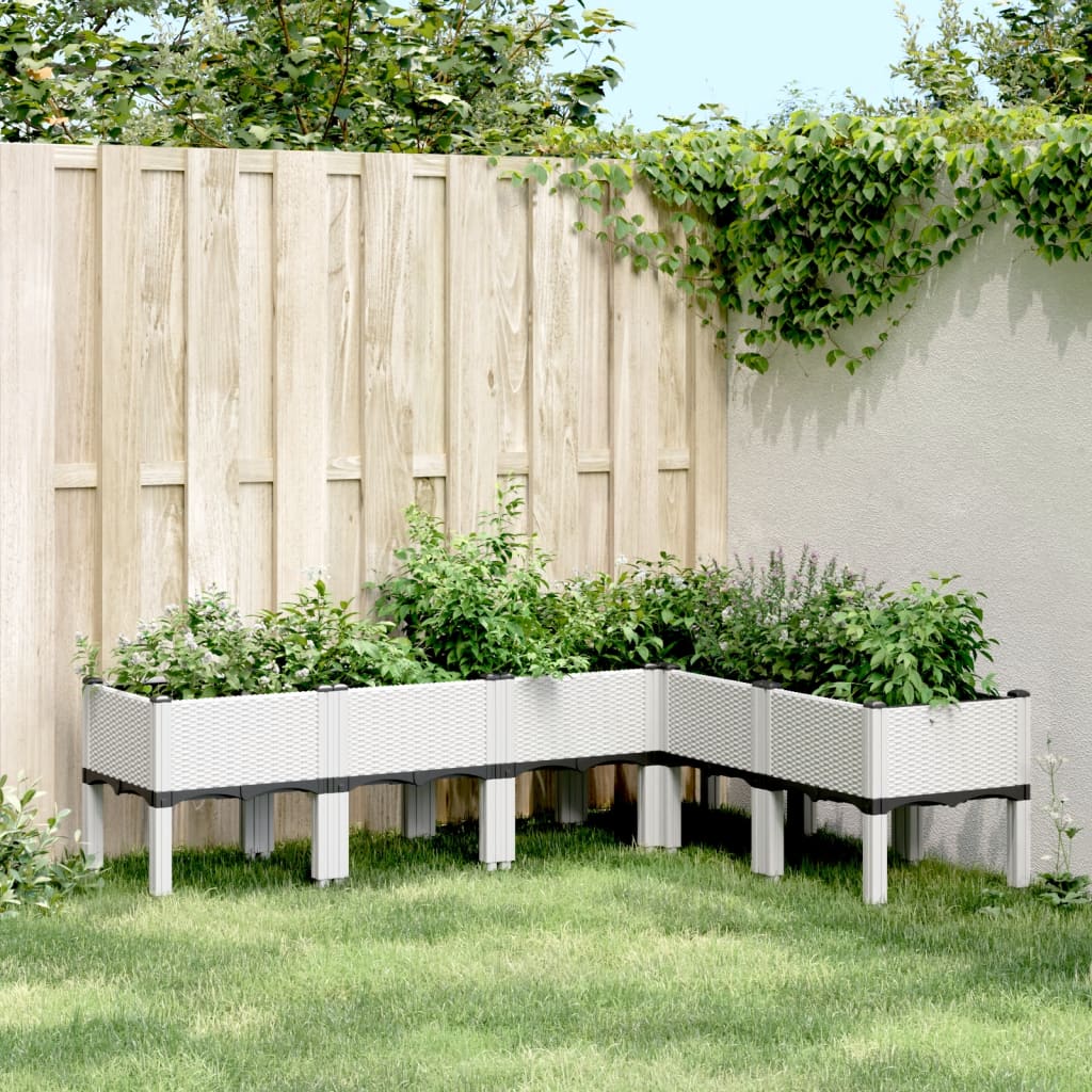 vidaXL Fioriera da Giardino con Gambe Bianca 160x120x42 cm in PP