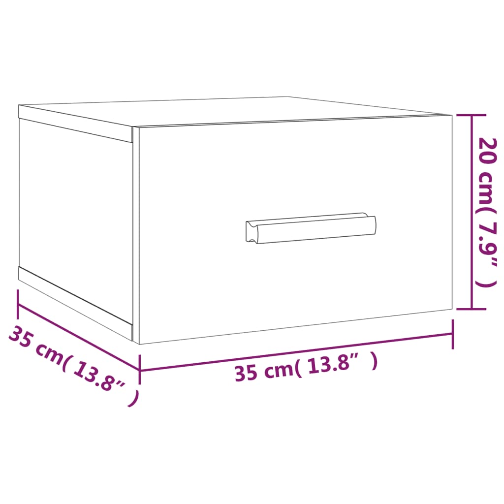 vidaXL Comodini a Muro 2 pz Bianchi 35x35x20 cm