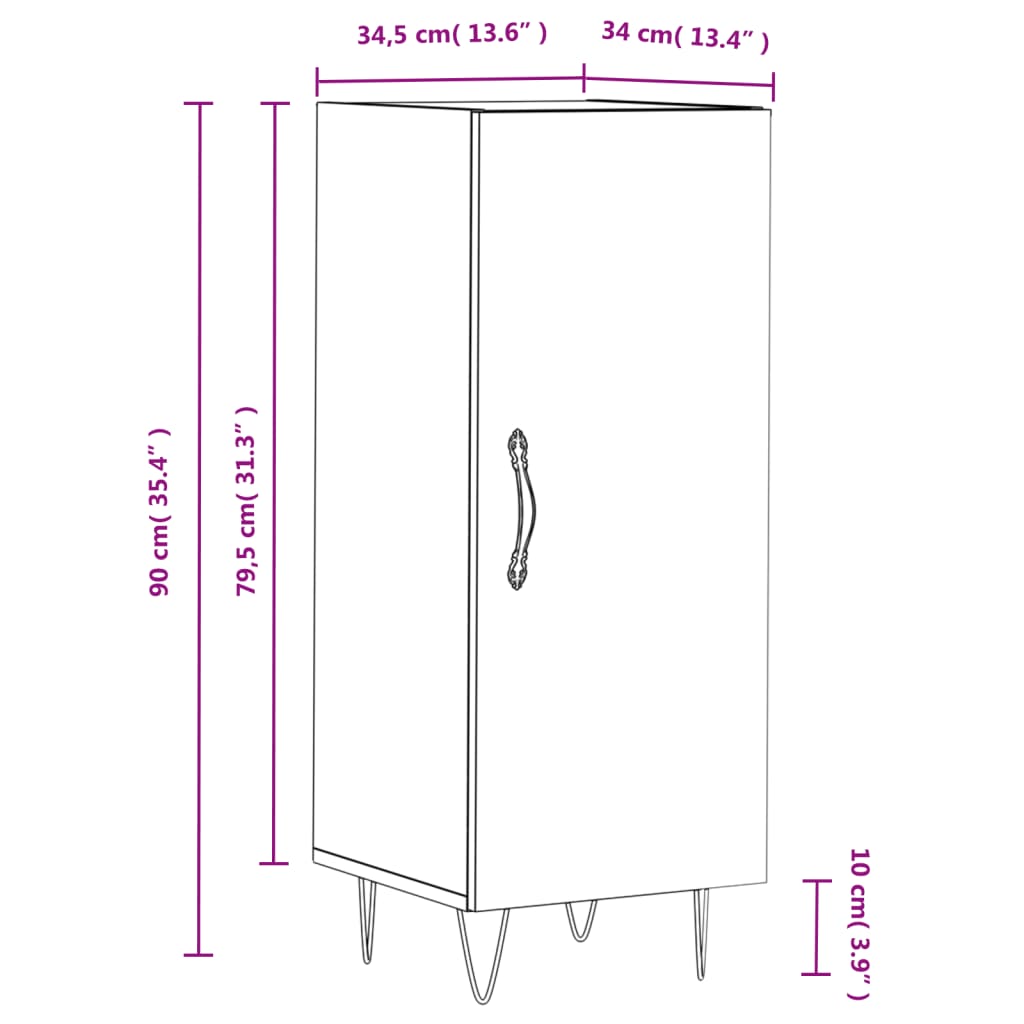 vidaXL Credenza Bianca 34,5x34x90 cm in Legno Multistrato