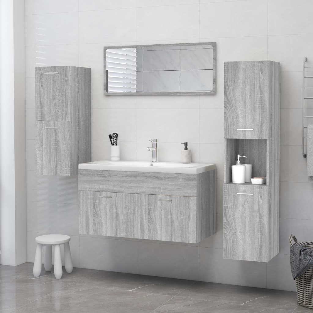 vidaXL Armadietto Bagno Grigio Sonoma 30x30x130cm in Legno Multistrato