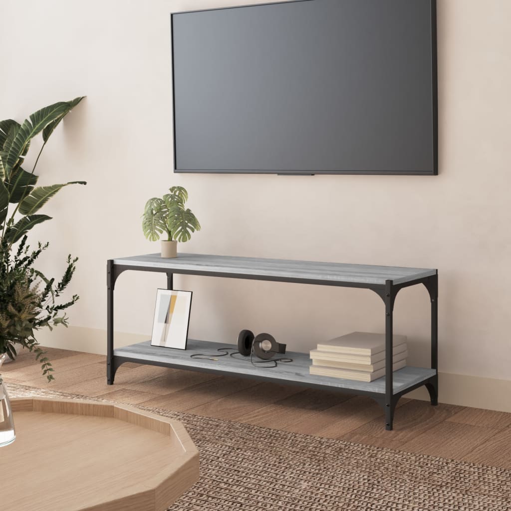 vidaXL Mobile TV Grigio Sonoma 100x33x41cm Legno Multistrato e Acciaio