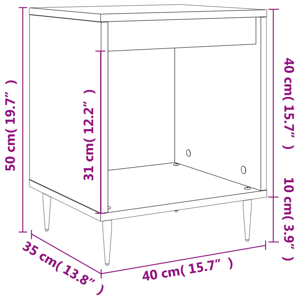 vidaXL Comodini 2pz Bianchi 40x35x50 cm in Legno Multistrato