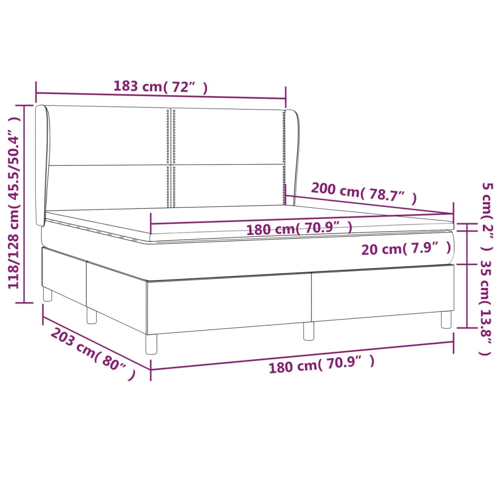 vidaXL Giroletto a Molle con Materasso Bianco 180x200 cm in Similpelle