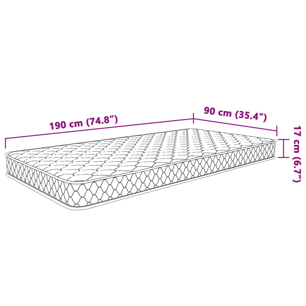 vidaXL Materasso Viscoelastico Bianco 90x190x17 cm