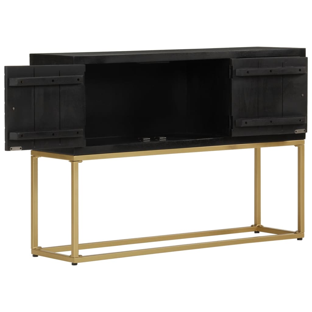 vidaXL Credenza Nera e Oro 110x30x75 cm in Legno Massello di Mango