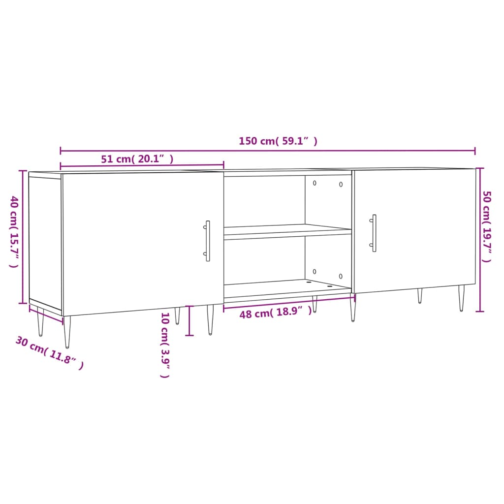 vidaXL Mobile Porta TV Bianco 150x30x50 cm in Legno Multistrato