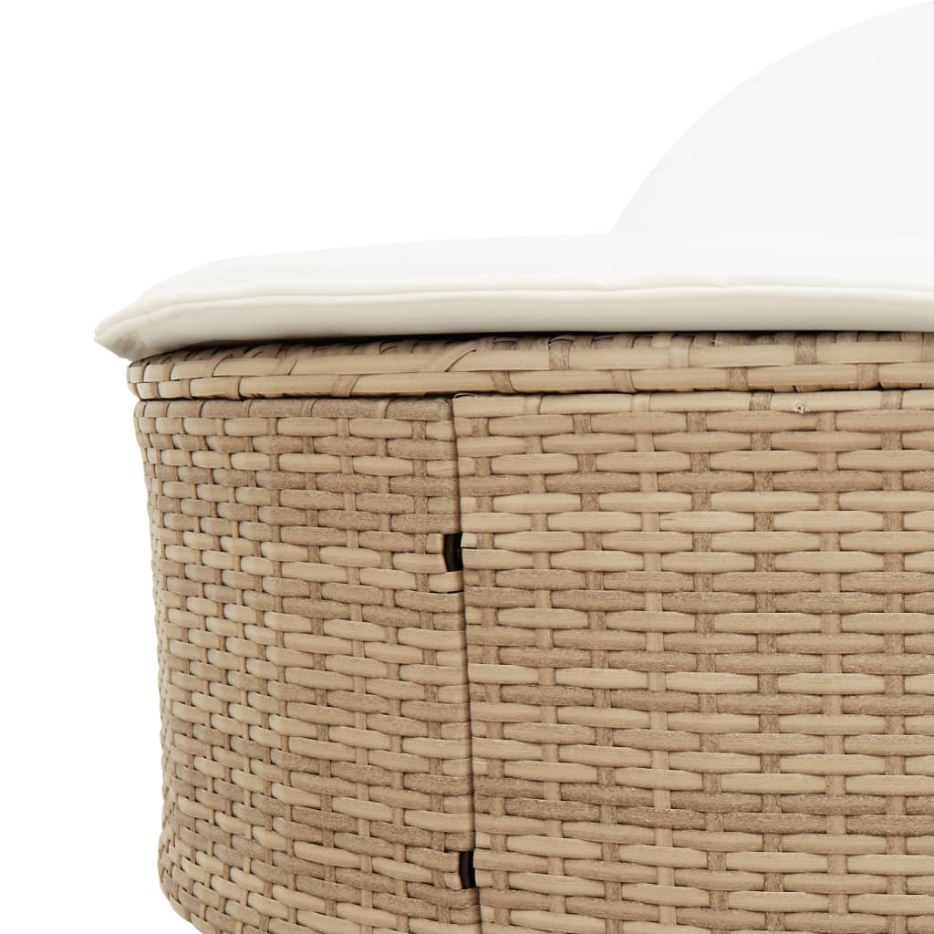 vidaXL Lettino Prendisole con Cuscini Beige in Polyrattan