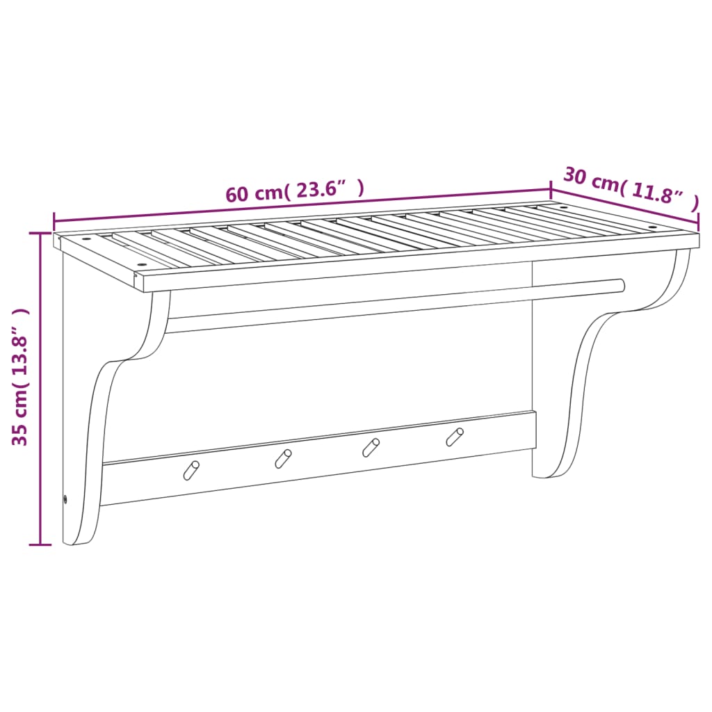 vidaXL Portasciugamani 60x30x35 cm in Legno Massello di Noce