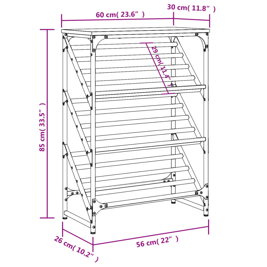 vidaXL Scarpiera Nera 60x30x85 cm in Legno Multistrato