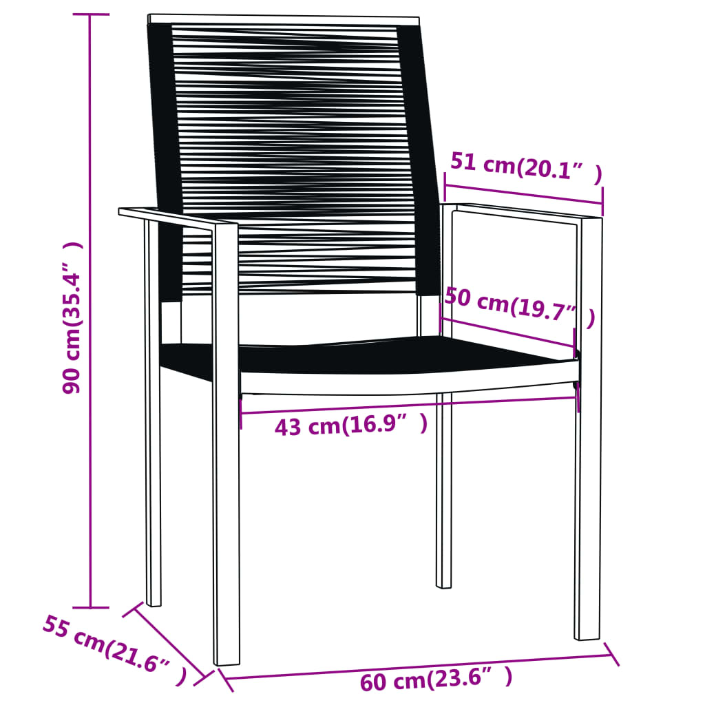 vidaXL Set Mobili da Pranzo per Giardino 5 pz Nero