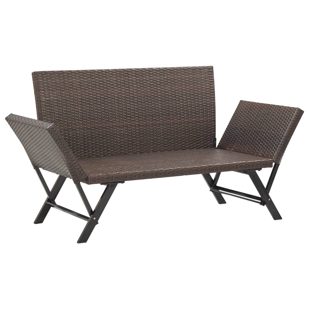 vidaXL Panca da Giardino con Cuscini Marrone 176 cm in Polyrattan