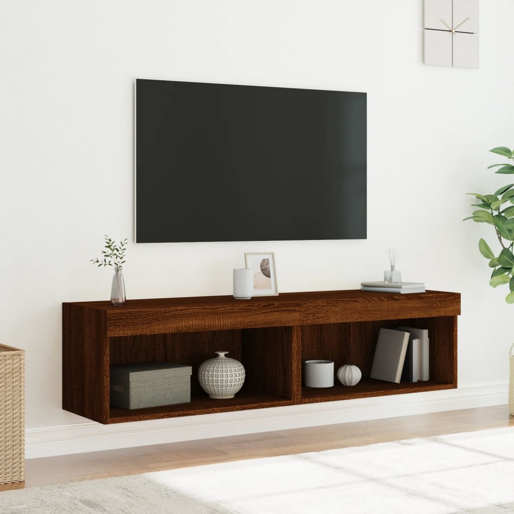 vidaXL Mobili Porta TV con Luci LED 2 pz Rovere Marrone 60x30x30 cm