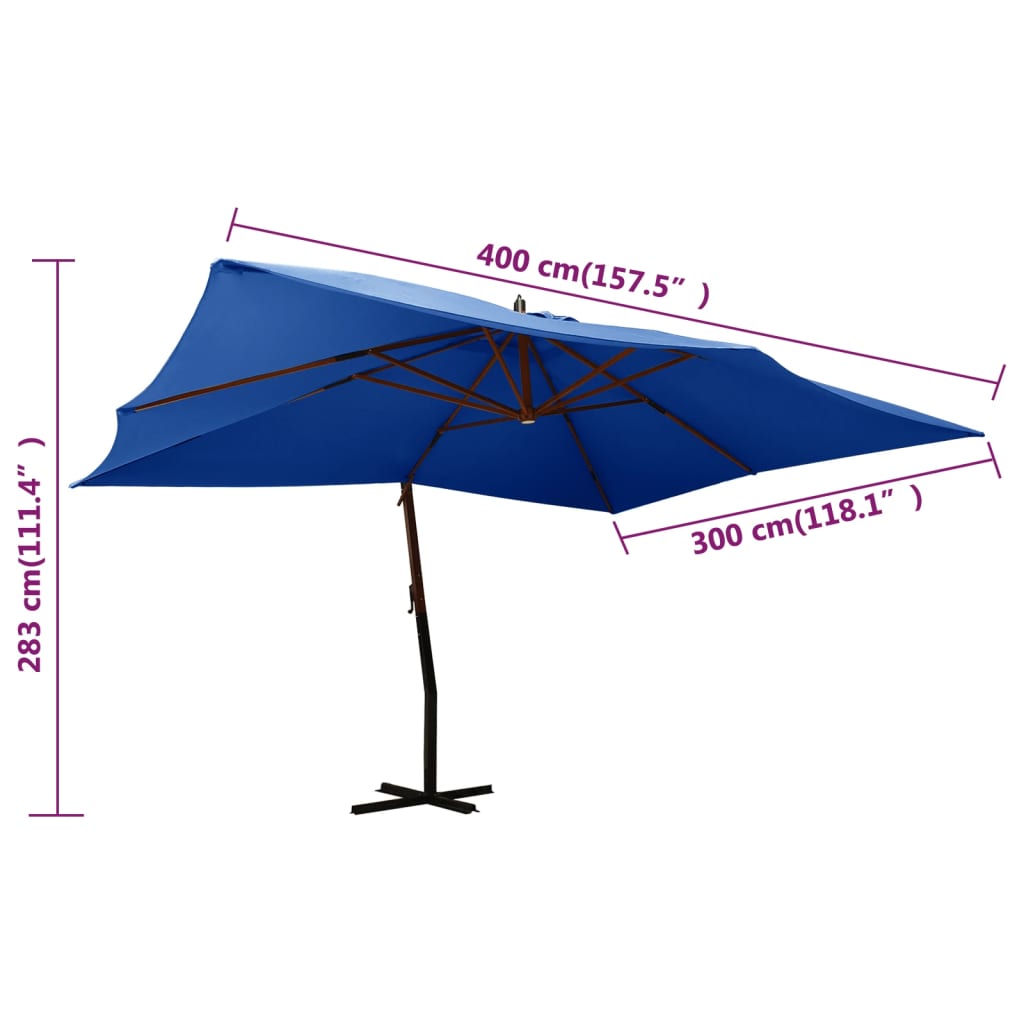 vidaXL Ombrellone a Sbalzo con Palo in Legno 400x300 cm Antracite